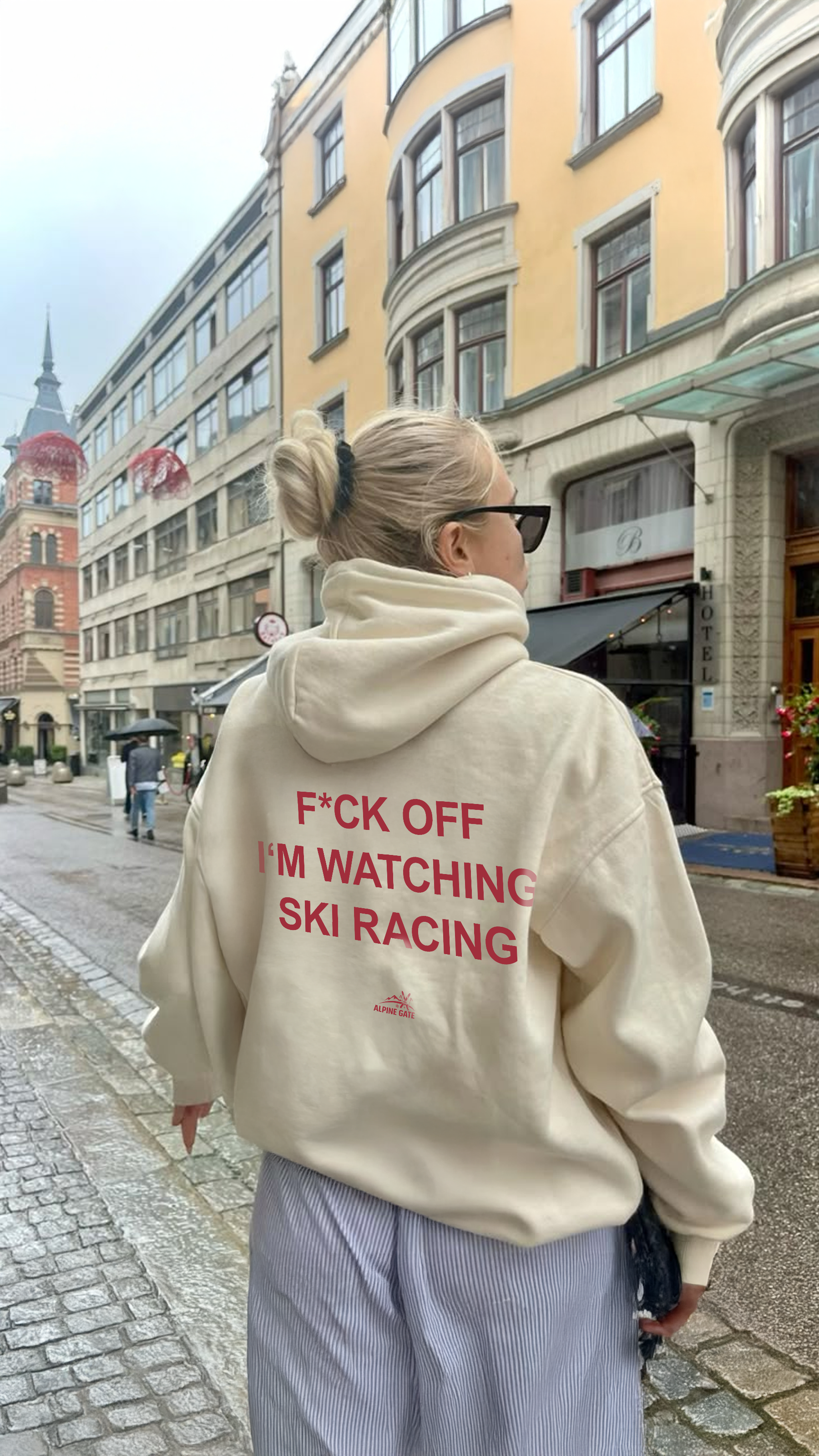 F*CK OFF I'M WATCHING SKI RACING Oversized Hoodie